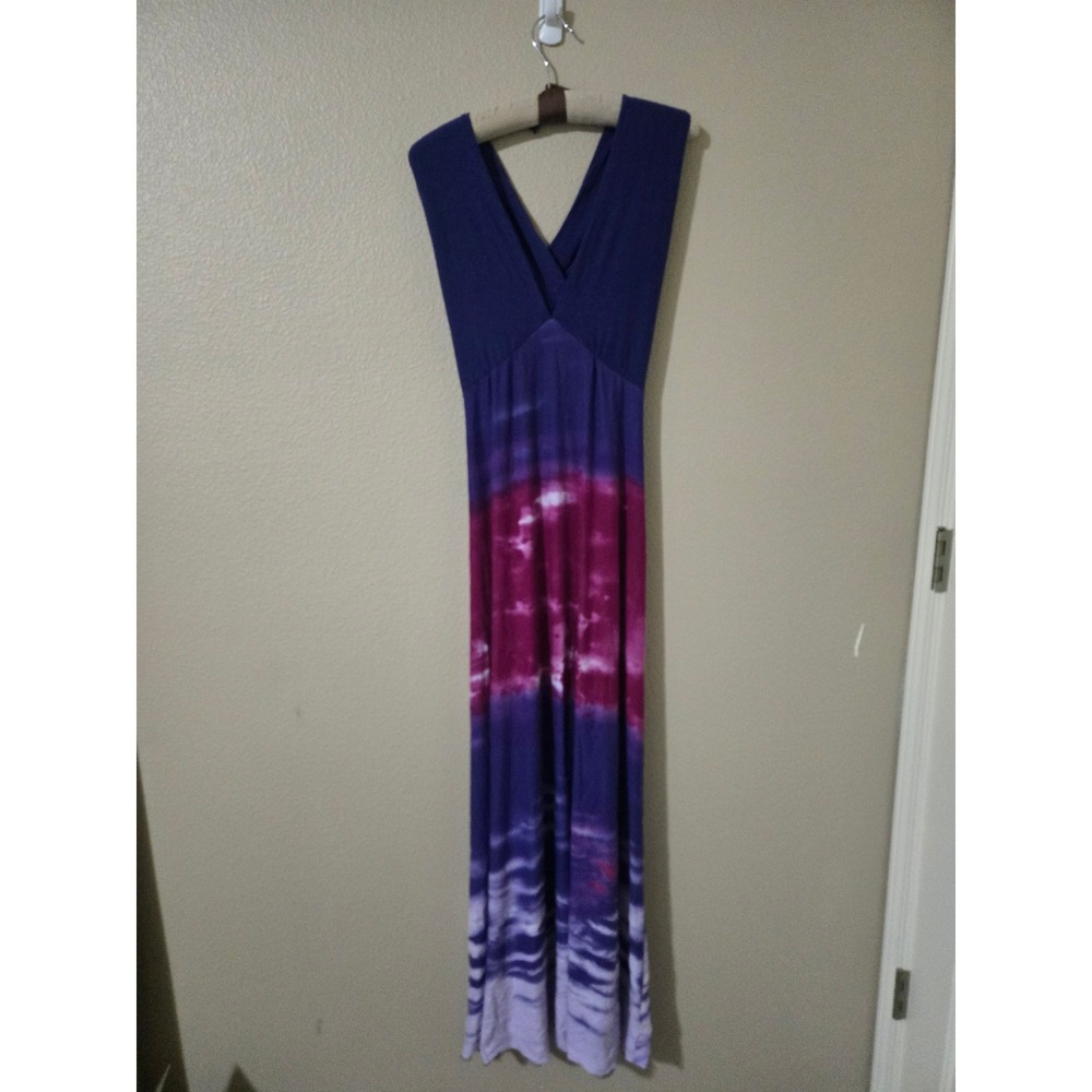 Venus Purple Pink Tie Dye Crisscross Open Back Maxi Dress Large